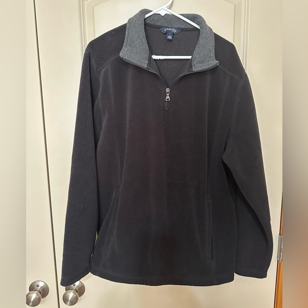St. John’s Bay Quarter Zip-Men’s Long Sleeve pullover Sweater- Black